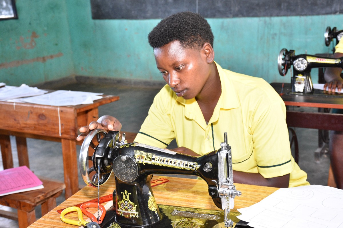 One of the rural youths who is taking one year vocational training on tailoring